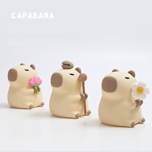 Silikon Çiçekli Capybara Dokunmatik Gece Lambası, 15x10
