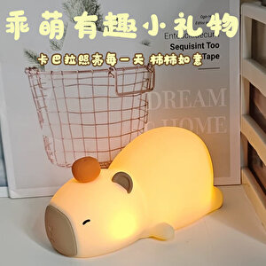 Silikon Uykulu Capybara Dokunmatik Gece Lambası, 15x10