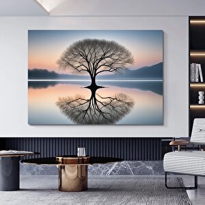 Gün Doğumu Manzarası Kanvas; Sisli Göl Baskısı 140x200 cm
