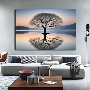 Gün Doğumu Manzarası Kanvas; Sisli Göl Baskısı 140x200 cm