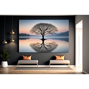 Gün Doğumu Manzarası Kanvas; Sisli Göl Baskısı 140x200 cm