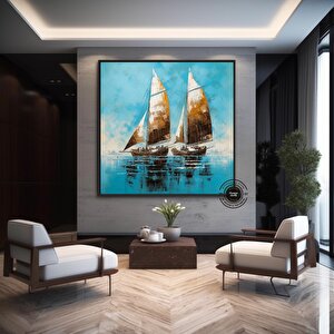 Gemi Soyut Kanvas Duvar Sanatı; Gemi Kanvas Baskı; Soyut Gemi Tablosu 60x60 cm
