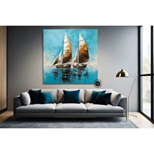 Gemi Soyut Kanvas Duvar Sanatı; Gemi Kanvas Baskı; Soyut Gemi Tablosu 60x60 cm