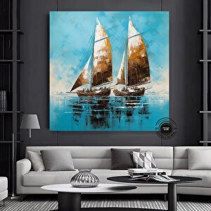 Gemi Soyut Kanvas Duvar Sanatı; Gemi Kanvas Baskı; Soyut Gemi Tablosu 100x100 cm