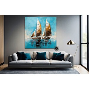 Gemi Soyut Kanvas Duvar Sanatı; Gemi Kanvas Baskı; Soyut Gemi Tablosu 100x100 cm
