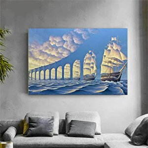 Gökyüzünden Köprü Kanvas Tablosu – Korsan Gemisi Duvar Dekoru; Deniz Ve Gökyüzü Manzarası