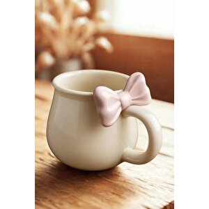 Pembe Fiyonklu 300 Ml Beyaz Seramik Kupa Bardak Mit1212