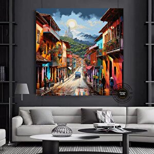 Kolombiya Duvar Sanatı; Cartagena & Bogota Kanvas Baskıları; Latino Sanatı; Kadına Hediye; Oda Dekor 120x120 cm