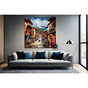 Kolombiya Duvar Sanatı; Cartagena & Bogota Kanvas Baskıları; Latino Sanatı; Kadına Hediye; Oda Dekor 120x120 cm