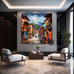 Kolombiya Duvar Sanatı; Cartagena & Bogota Kanvas Baskıları; Latino Sanatı; Kadına Hediye; Oda Dekor 30x30 cm