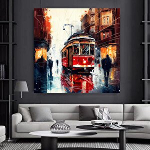 Soyut Şehir Manzarası Tablosu – Canlı Kentsel Dekor 120x120 cm