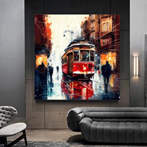 Soyut Şehir Manzarası Tablosu – Canlı Kentsel Dekor 120x120 cm