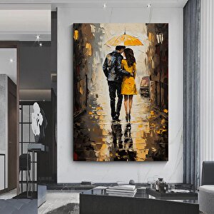 Yağmurda Yürüyen Çift Tabloları 120x180 cm