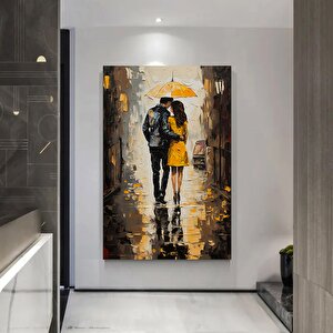 Yağmurda Yürüyen Çift Tabloları 120x180 cm