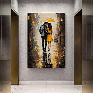 Yağmurda Yürüyen Çift Tabloları 120x180 cm