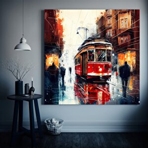 Soyut Şehir Manzarası Tablosu – Canlı Kentsel Dekor 50x50 cm