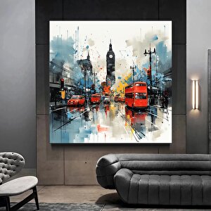 Soyut Şehir Manzarası Tablosu – Canlı Kentsel Dekor (tekrar) 120x120 cm