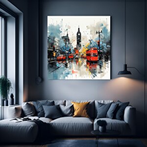 Soyut Şehir Manzarası Tablosu – Canlı Kentsel Dekor (tekrar)