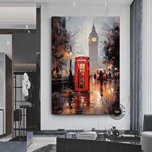 Londra Şehir Sanatı; Kentsel Manzara Kanvas; Sevgiliye Hediye 100x150 cm