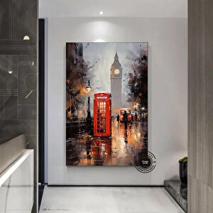 Londra Şehir Sanatı; Kentsel Manzara Kanvas; Sevgiliye Hediye 100x150 cm