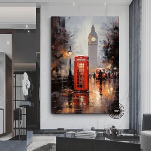 Londra Şehir Sanatı; Kentsel Manzara Kanvas; Sevgiliye Hediye 140x200 cm