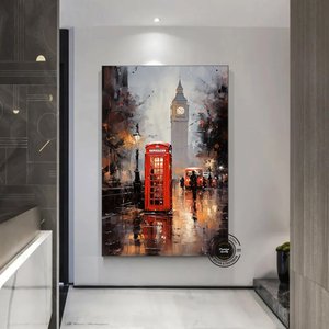 Londra Şehir Sanatı; Kentsel Manzara Kanvas; Sevgiliye Hediye 140x200 cm