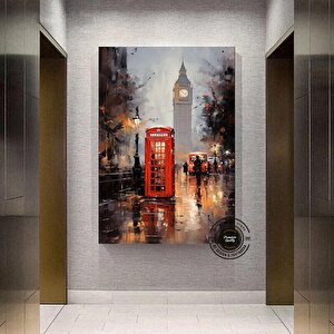 Londra Şehir Sanatı; Kentsel Manzara Kanvas; Sevgiliye Hediye 80x150 cm