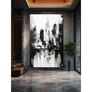 Şehir Ve Uzay Soyut Duvar Sanatı Kanvas; Şehir Manzarası; Dijital Poster; Büyük Boy; Soyut