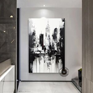 Şehir Ve Uzay Soyut Duvar Sanatı Kanvas; Şehir Manzarası; Dijital Poster; Büyük Boy; Soyut