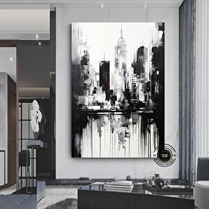 Şehir Ve Uzay Soyut Duvar Sanatı Kanvas; Şehir Manzarası; Dijital Poster; Büyük Boy; Soyut