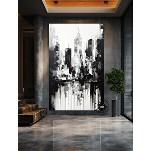 Şehir Ve Uzay Soyut Duvar Sanatı Kanvas; Şehir Manzarası; Dijital Poster; Büyük Boy; Soyut