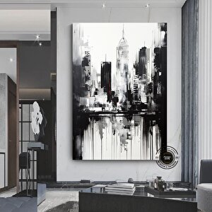 Şehir Ve Uzay Soyut Duvar Sanatı Kanvas; Şehir Manzarası; Dijital Poster; Büyük Boy; Soyut