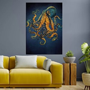 Ahtapot Duvar Sanatı; Soyut Kanvas; Deniz Sanatı 60x90 cm