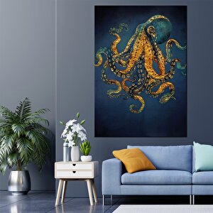 Ahtapot Duvar Sanatı; Soyut Kanvas; Deniz Sanatı 60x90 cm