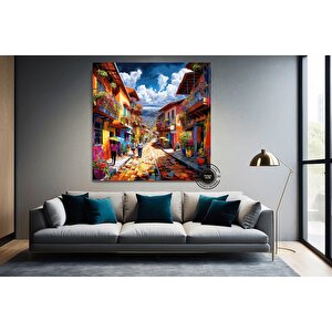 Kolombiya Kanvas Sanatı; Cartagena & Bogota 80x80 cm