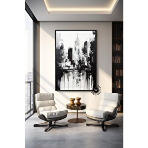 Şehir Ve Uzay Soyut Duvar Sanatı Kanvas; Şehir Manzarası; Dijital Poster; Büyük Boy; Soyut 90x150 cm