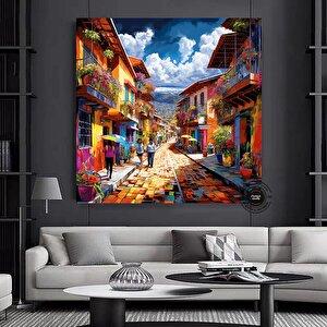 Kolombiya Kanvas Sanatı; Cartagena & Bogota 120x120 cm