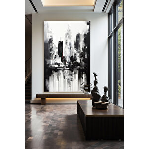 Şehir Ve Uzay Soyut Duvar Sanatı Kanvas; Şehir Manzarası; Dijital Poster; Büyük Boy; Soyut 60x90 cm