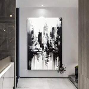 Şehir Ve Uzay Soyut Duvar Sanatı Kanvas; Şehir Manzarası; Dijital Poster; Büyük Boy; Soyut