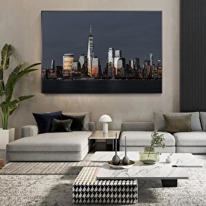 Gece Şehir Manzarası Panoraması; Gece Şehir Hayatı Tablosu; Kanvas Şehir Manzarası Baskısı; Duvar De