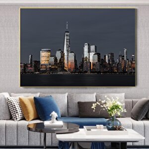 Gece Şehir Manzarası Panoraması; Gece Şehir Hayatı Tablosu; Kanvas Şehir Manzarası Baskısı; Duvar De