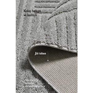 Yumuşak Peluş Tüylü İskandinav Desenli Kabarık Bukleli Gri Renkli Yuvarlak Halı