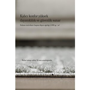 Yumuşak Peluş Tüylü İskandinav Desenli Kabarık Bukleli Gri Renkli Yuvarlak Halı