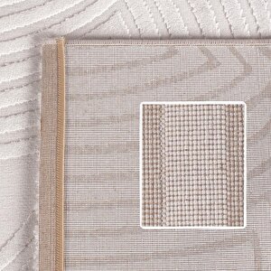 Kabartmalı Yumuşak Dalga Desenli İskandinav Bohem Tarzı Halı Krem Tonlarında