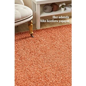 Yüksek Tüylü 30 Mm Hav Yüksekliğinde Düz Turuncu Renkli Shaggy Halı