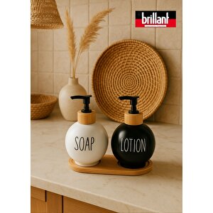 Bri̇llant 2'li Sıvı Sabunluk Bambu Standlı Br-6538