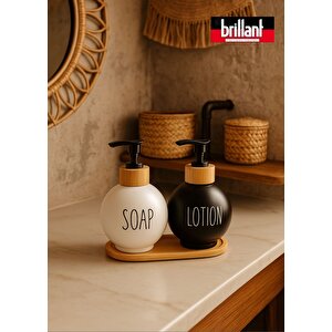Bri̇llant 2'li Sıvı Sabunluk Bambu Standlı Br-6538