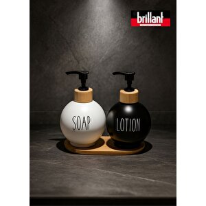 Bri̇llant 2'li Sıvı Sabunluk Bambu Standlı Br-6538