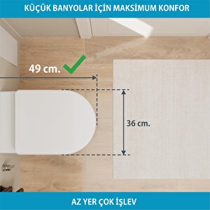 Aqua Bagno Cocon 2.0 Kanalsız Asma Klozet 49 Cm – Yavaş Kapanır Kapaklı 2 Parça Set – Beyaz