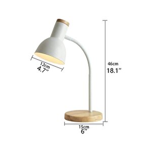 Usb Led Masa Lambası Siyah Ahşap Tabanlı Modern Dekoratif, Şık Esnek Boyunlu Ofis Ve Çalışma Lambası